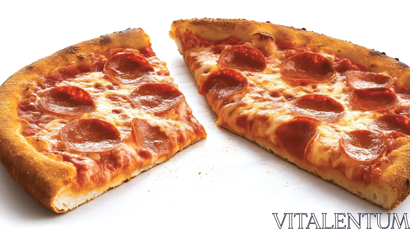 Sliced Pepperoni Pizza with Golden Brown Crust AI Image