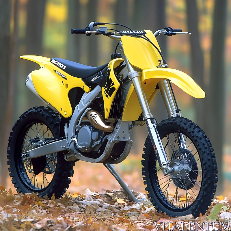 Off-Road Motorcycle on Forest Floor AI Image