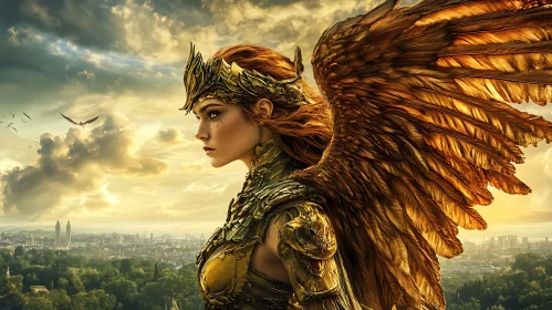 Winged Guardian at Sunset