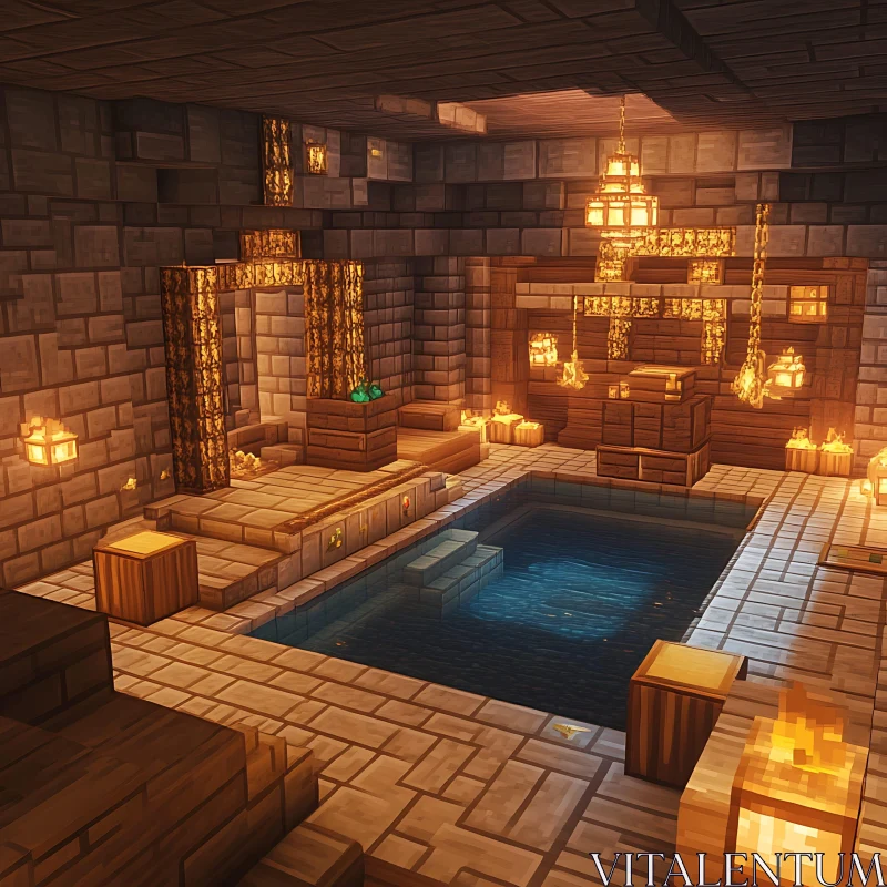 Blocky Pool Interior AI Image