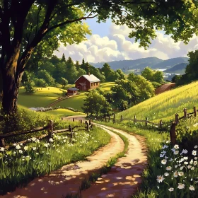 Country Road to Farmhouse