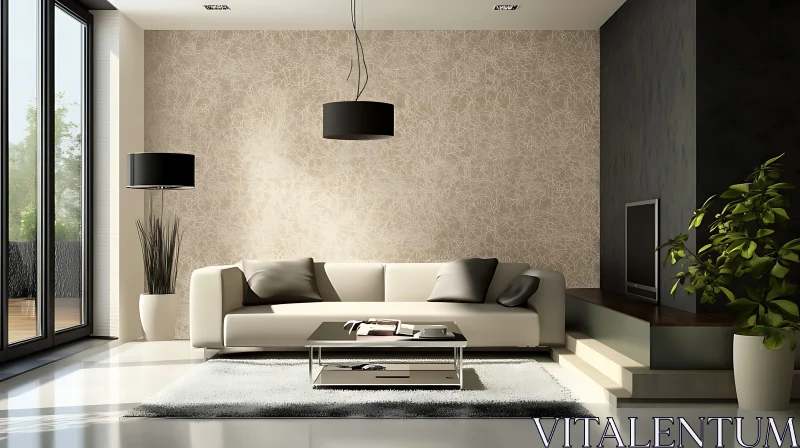 Elegant Living Room with Neutral Palette AI Image