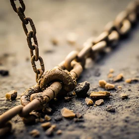 Detailed Rusty Chain in Focus