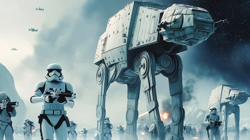 Snowy Battle Scene with Imperial Forces