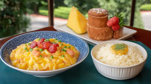 Assorted Mango and Strawberry Delight with Fluffy Rice