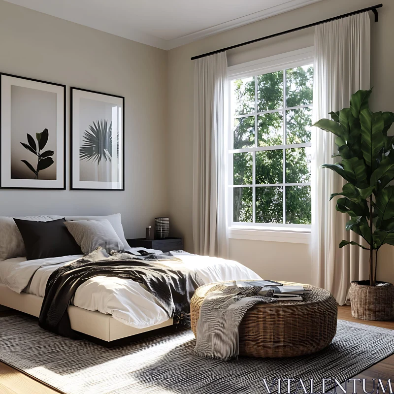 AI ART Calm Bedroom with Natural Light