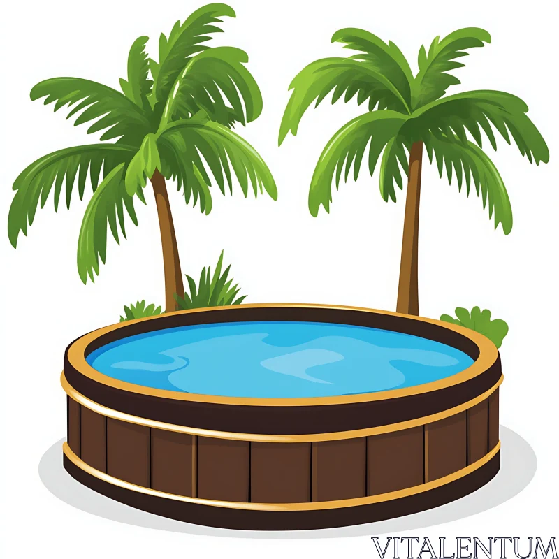 Relaxation Oasis with Palm Trees AI Image