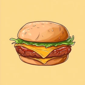 Stylized Burger Art with Fresh Ingredients