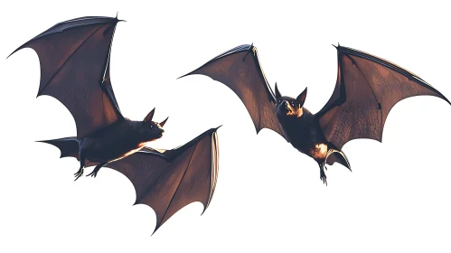 Bats Flying on White Background