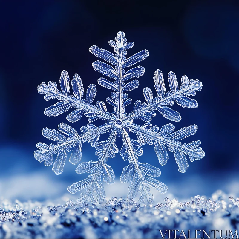 Detailed Close-Up of a Snowflake AI Image