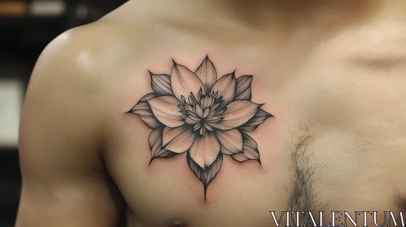 Detailed Flower Body Art on Chest AI Image