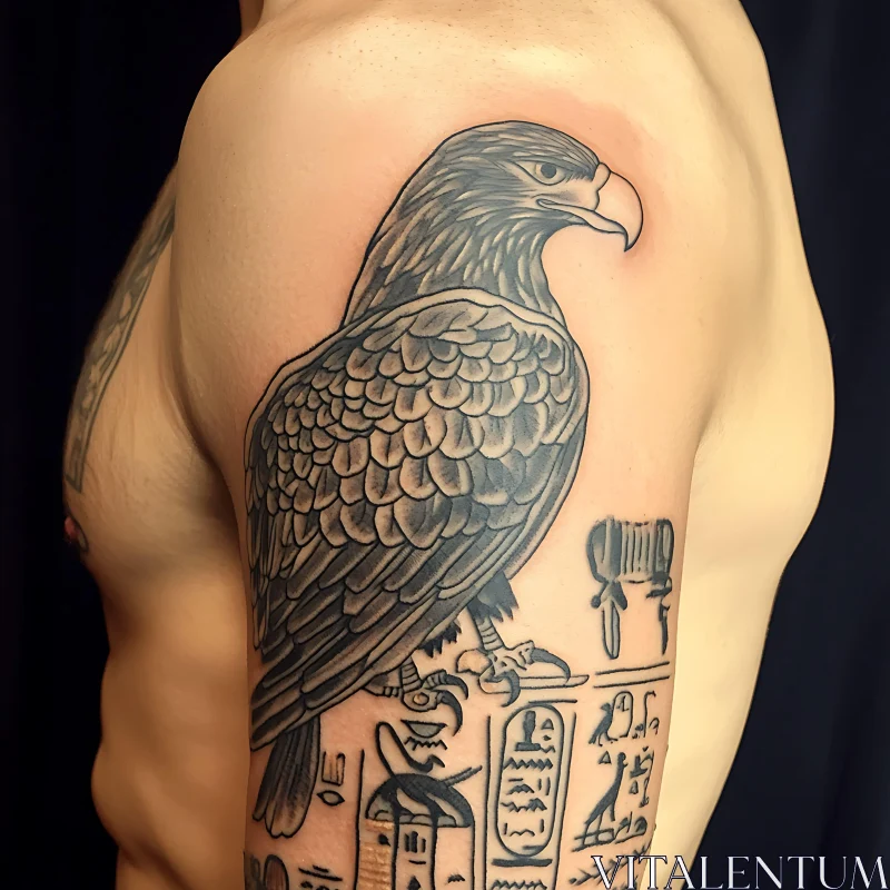 Eagle with Hieroglyphics Tattoo Design AI Image