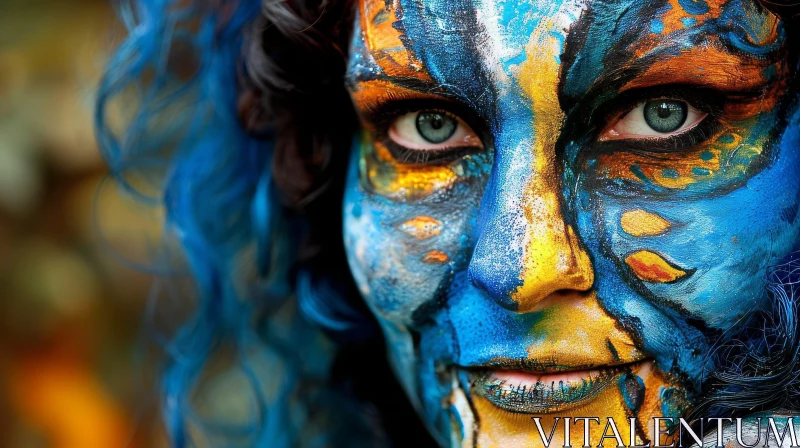 Colorful Close-Up Portrait of a Woman AI Image