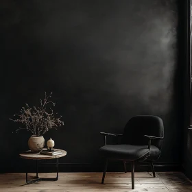 Dark Room with Black Chair and Vase