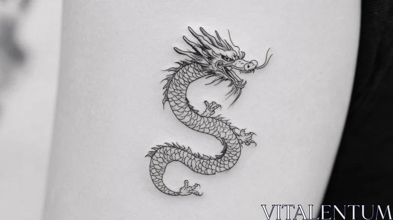 Intricate Dragon Black Work Tattoo Design AI Image