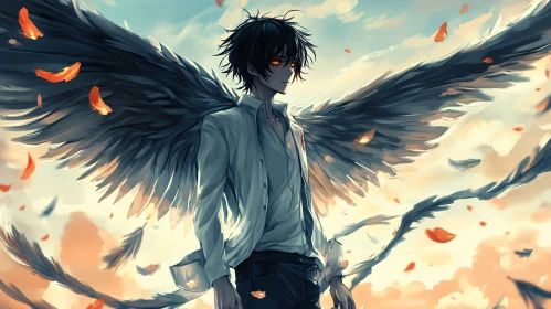 Winged Anime Character Digital Art