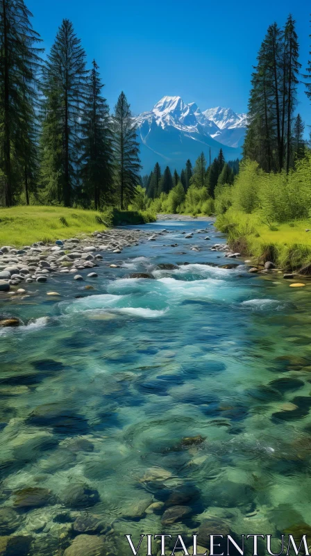 Emerald and Turquoise River: A Captivating Naturalist Aesthetic AI Image