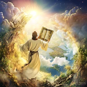 Celestial Figure Reading Book in the Heavens