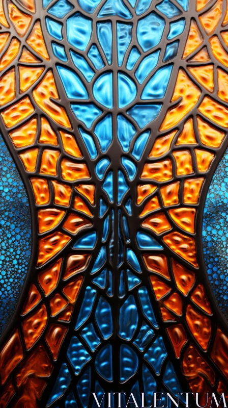 Intricate Biomorphic Sculpture in Stained Glass Panels AI Image