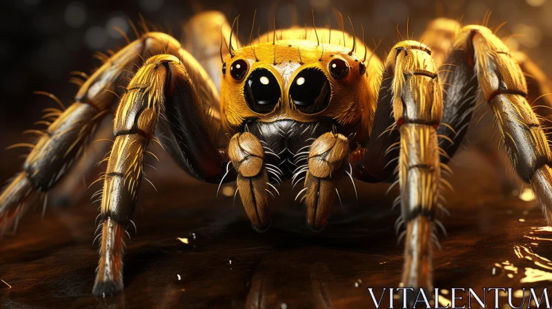 Intriguing Spider Illustration in Yellow and Brown Tones AI Image