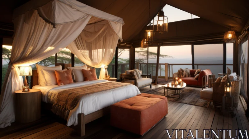 Luxury Safari Tent in Zanzibar | Earthy Palette | Serene Atmosphere AI Image