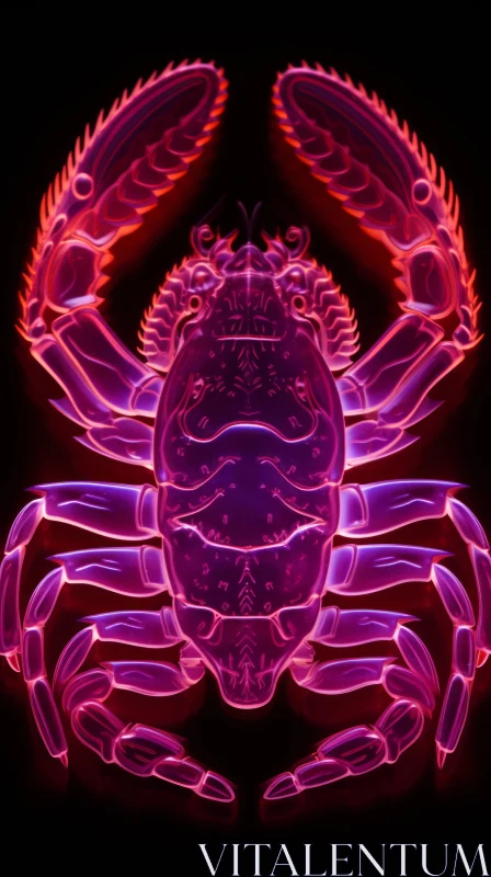 Neon Lit Fisheating Crab - A Surreal Digital Artwork AI Image