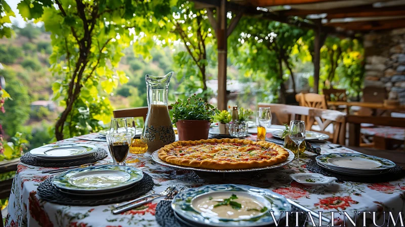 Rustic Al Fresco Dining Experience AI Image