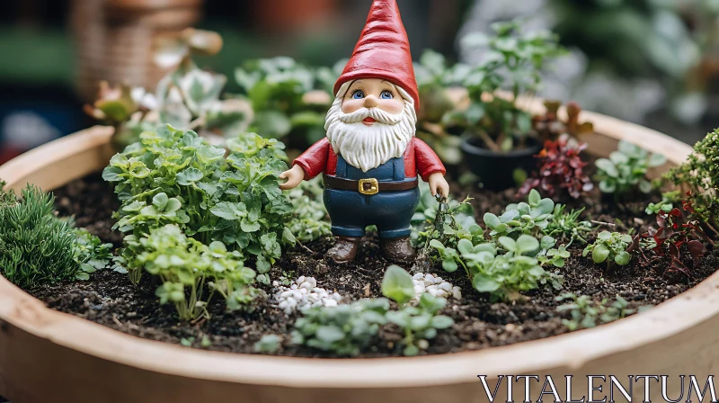 AI ART Whimsical Gnome in a Tiny Garden World