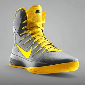 Gray and Yellow High-Top Shoe