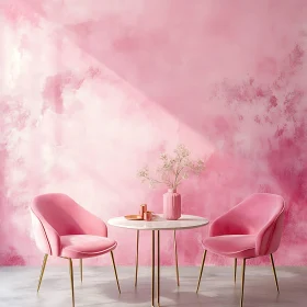 Serene Pink Room with Table and Chairs