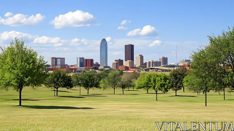 AI ART City Skyline from Park