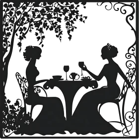 Silhouette of Women at Cafe