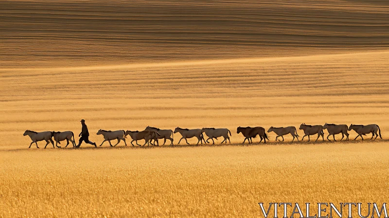 Horses in the Field AI Image