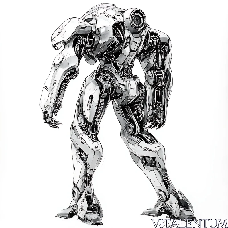 Detailed Mechanical Humanoid Robot Design AI Image