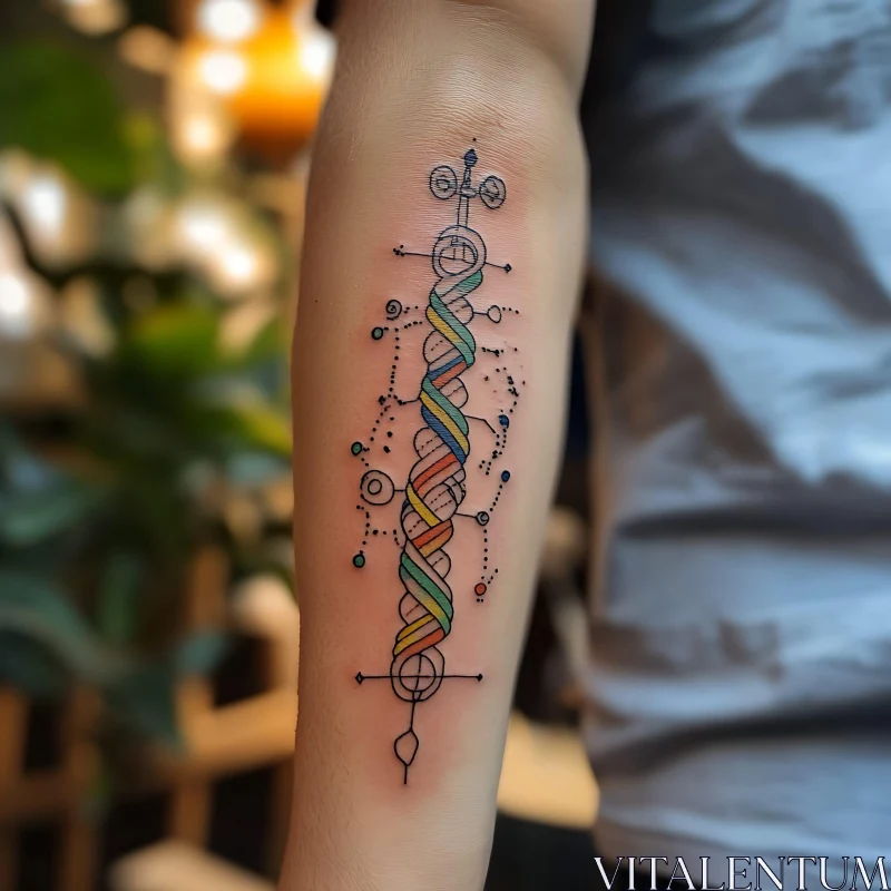 Geometric DNA Tattoo on Arm AI Image