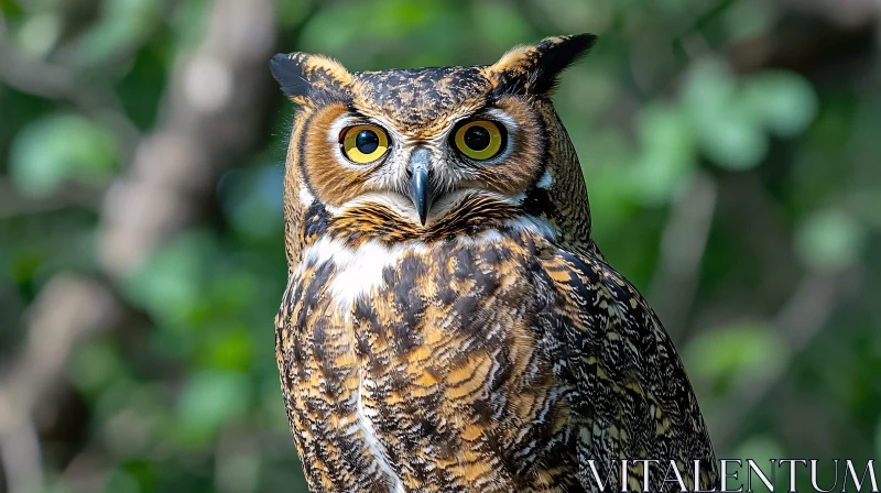 Owl Perched in Greenery AI Image