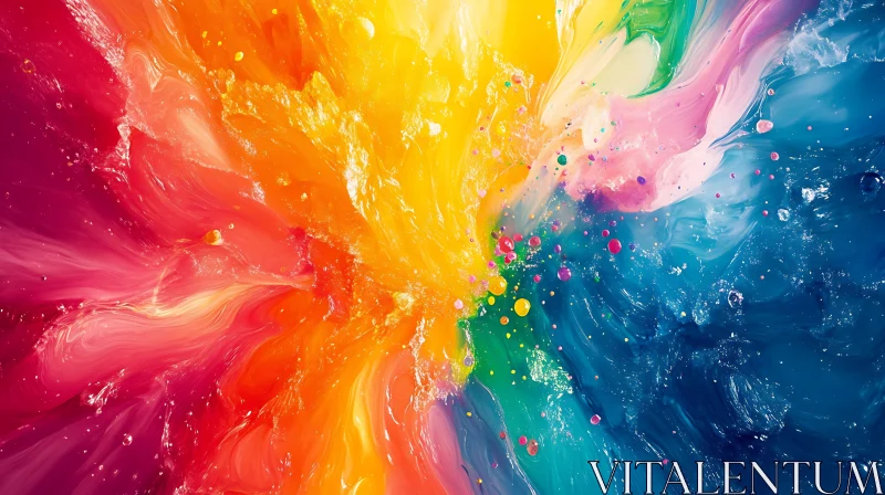 Rainbow Paint Splash Abstract Design AI Image