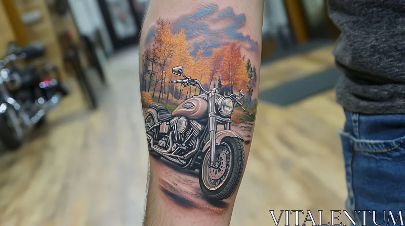 AI ART Bike Tattoo with Autumnal Trees