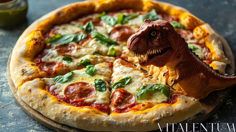 Whimsical Pizza with Dino AI Image