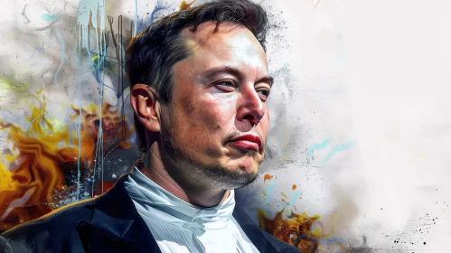 Modern Digital Portrait of Elon Musk