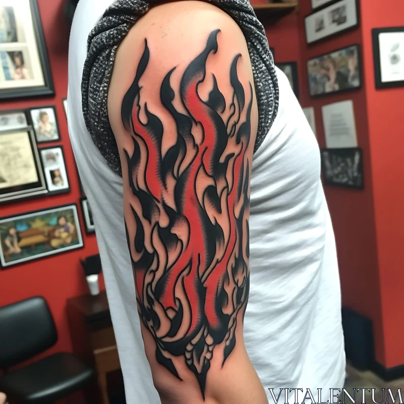 Intricate Flame Arm Tattoo AI Image