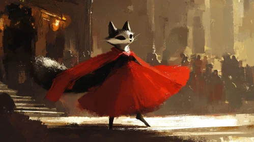 City Raccoon in Red Cape