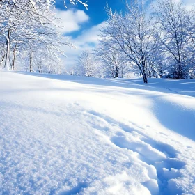 Snowy Landscape with Footprints