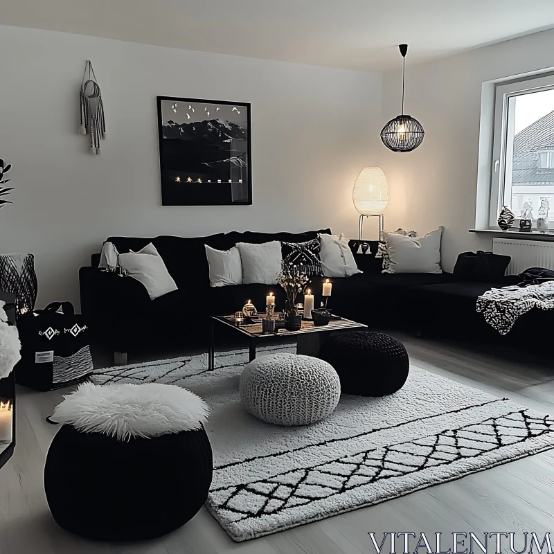 AI ART Stylish Black and White Home Decor Idea