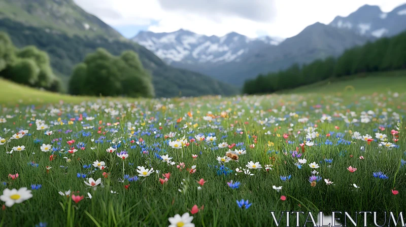 AI ART Alpine Meadow in Full Bloom