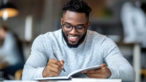 Man with Glasses Writing