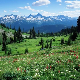 Alpine Meadow with Mountain View