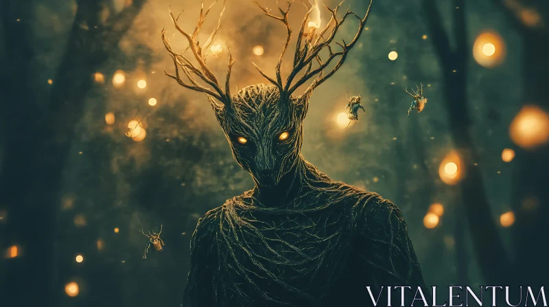 Mystical Forest Creature with Antlers AI Image