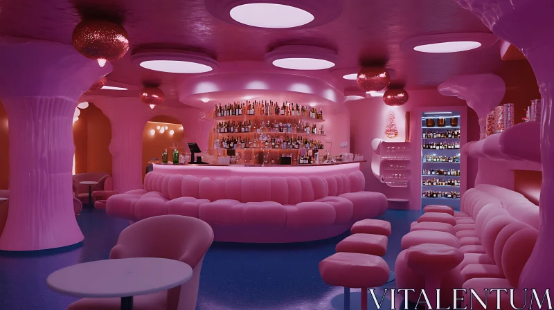 AI ART Stylish Lounge with Pink Interior