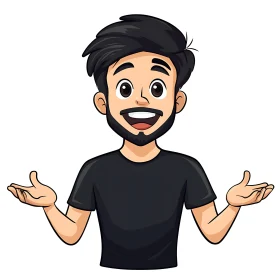 Cartoon Man with Open Arms and Smile